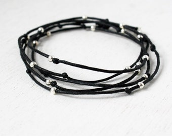 Sterling Silver Long String Beads Bracelet, Beads Anklet