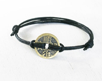 Ancient Chinese Coin Bracelet (many colors to choose)