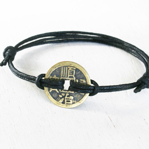 Ancient Chinese Coin Bracelet (many colors to choose)