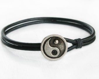 Yin Yang Leather Bracelet for Men Women
