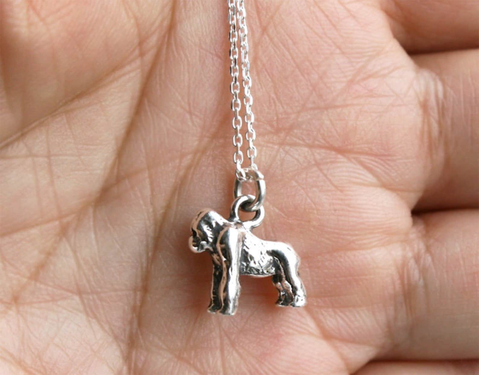 Sterling Silver Gorilla Necklace Etsy