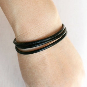 Plain Leather Bracelet, Double Wrap Leather Bracelet, Triple Wrap Leather Bracelet image 3