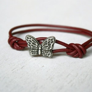 Butterfly Leather  Bracelet (many colors to choose)