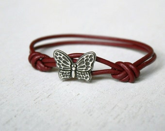 Butterfly Leather  Bracelet (many colors to choose)