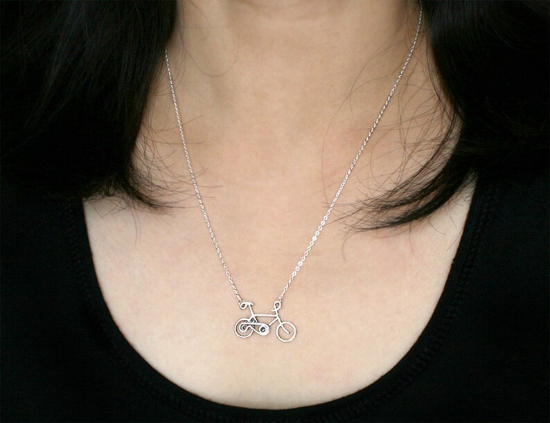 Bicycle Necklace, Sterling Silver Bicycle Necklace image 2