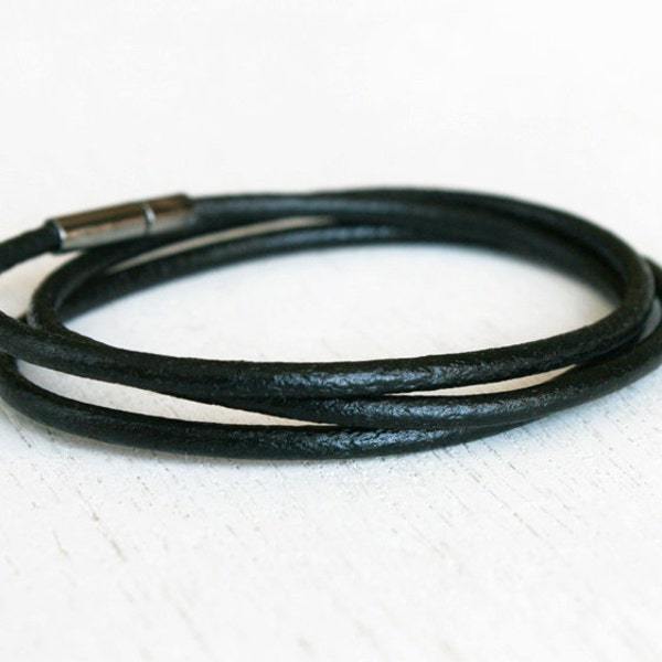 Plain Leather Bracelet, Double Wrap Leather Bracelet, Triple Wrap Leather Bracelet