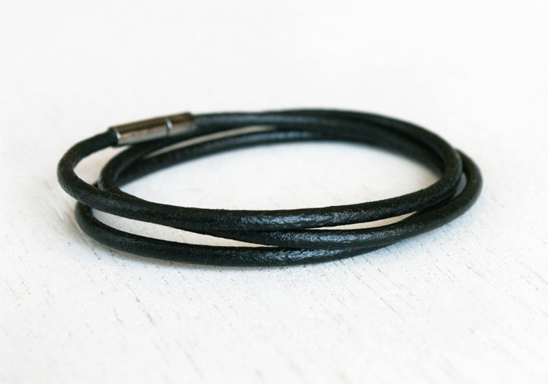 Plain Leather Bracelet, Double Wrap Leather Bracelet, Triple Wrap Leather Bracelet image 1