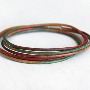 double wrap leather bracelet with triple leather cords (many colors to choose)