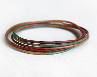 double wrap leather bracelet with triple leather cords (many colors to choose)