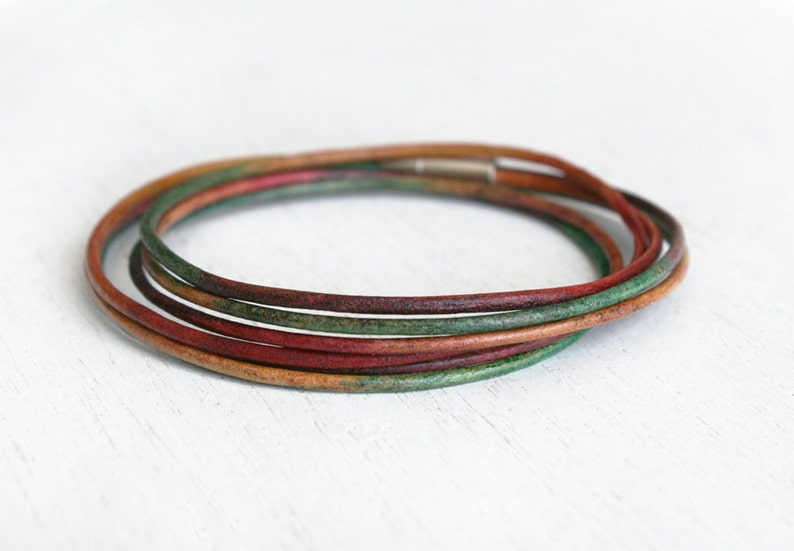 double wrap leather bracelet with triple leather cords many colors to choose