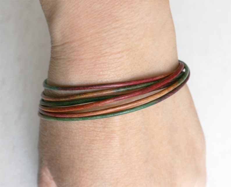 double wrap leather bracelet with triple leather cords many colors to choose