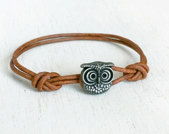 Owl Leather Bracelet (many colors to choose)