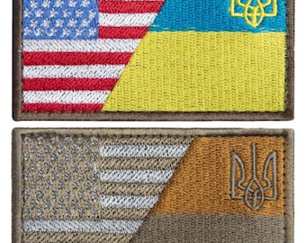 Tactical Patches - Flag  Ukraine with USA - Ukraine and America together