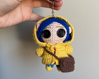 Blue Hair Girl and Curly Hair Boy Crochet, Horror Cartoon Plushie, Blue Hair Button Eye Girl Amigurumi, Birthday Gifts, Halloween Gifts