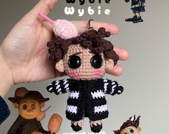 Blue Hair Girl and Curly Hair Boy Crochet, Horror Cartoon Plushie, Blue Hair Button Eye Girl Amigurumi, Birthday Gifts, Halloween Gifts