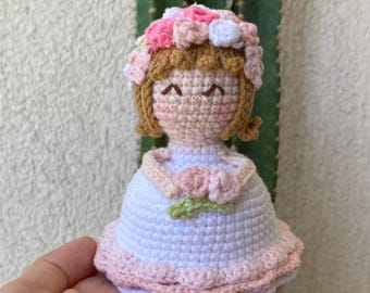 Poupée Réversible En Crochet Rubu22a - Bouquet De Mariée Transformable En Figurine, Coton Laiteux, 4,3 Pouces - 9