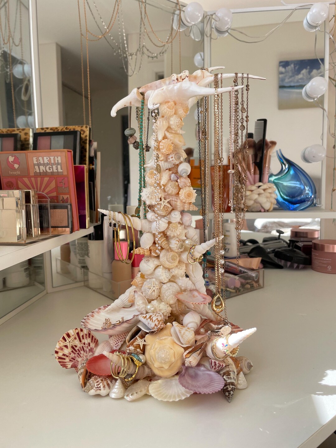 Handcrafted Seashell Jewelry Holder – Beachy Ocean Decor Display - Etsy
