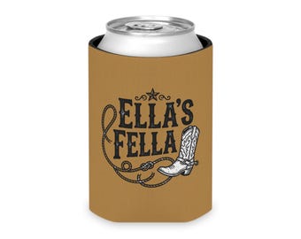 Ella's Fella Can Cooler | Western Cowboy Boot Design Koozie
