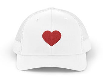 Red Heart Snapback Cap | Trucker Hat, Embroidered Heart