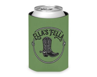 Ella's Fella Cowboy Boot Can Cooler | Western Rope Design Koozie