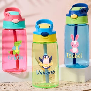 Kids Water Bottles Personalized,School Water Bottle,Custom Kids Name Cup Gift,Summer Camp Cup,Gift Cup,Animal Tumbler,Back to School Gift