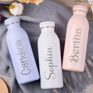 Personalized Kids Water Bottle with Straw,Back to School,Stainless Steel Custom Bottle Laser Engraved for Boys and Girls,Summer Camp Tumbler