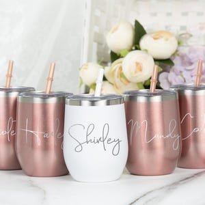 Custom Laser Engraved Wine Tumbler,Personalized Wine Cup,Insulated Wine Tumbler,Stainless Steel Tumbler,Name Wine Cup,,Bridesmaid Gifts