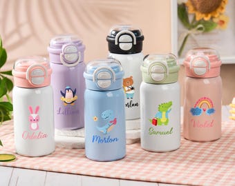 Personalized Kids Water Bottle with Straw,Back to School Gifts for Kids,Custom Water Bottle for Boys and Girls,Summer Camp Toddler Tumbler