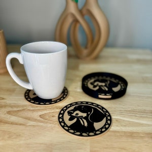 Dachshund Coasters Set – 4 Coasters + 1 Holder – Perfect for Dog Lovers!