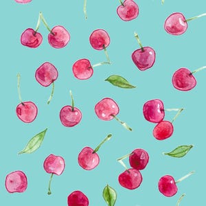 Impression d'art ou carte de voeux cerise - « You Are Cherry Sweet » - art mural fruit mignon, décoration estivale, illustration ludique de cerises rouges roses