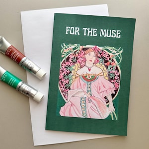 Stampa artistica in stile Mucha – Stampa murale di donna in stile Art Nouveau rosa, ritratto floreale romantico, decorazione boho femminile, illustrazione di ispirazione vintage