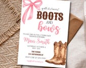 Boots and Bows Twins Baby Shower Invitation, Editable Cowgirl Twin Baby Shower Invite, Pink Western Baby Shower Template, Digital Download