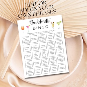 Bachelorette Party Bingo Game, Bachelorette Bingo Game Cards, Printable Bridal Bingo, Bridal Shower Games, Bachelorette Games Drink If