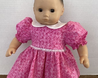 Baby Doll Dress pink print fits 15 Inch dolls such as Bitty Baby or Berenguer