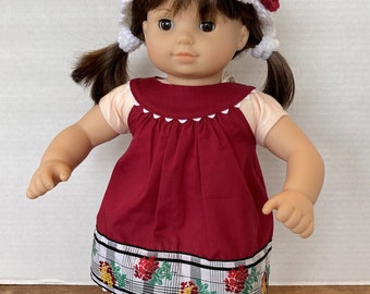 Sundress & Hat made to fit 18 or 15 inch dolls such as American Girl, Bitty Baby, or Bitty Baby Twin