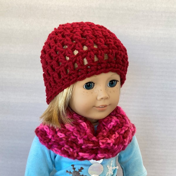 Hat and Cowl or Headwarmer doll clothes made to fit 18 inch dolls such as American Girl boy or girl dolls