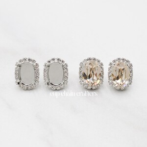 14mm x 10mm Oval ·4120· | Crystal Halo Stud Earrings | Empty Cup Chain Crafting Jewelry