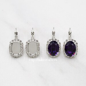 14mm x 10mm Oval ·4120· | Crystal Halo Leverback Earrings | Empty Cup Chain Crafting Jewelry