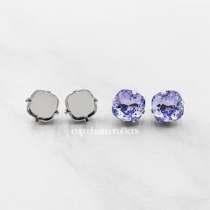 12mm Square Cushion Cut ·4470· | Classic Stud Earrings | Empty Cup Chain Crafting Jewelry