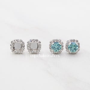 8mm (39ss) ·1088· | Crystal Halo Stud Earrings | Empty Cup Chain Crafting Jewelry