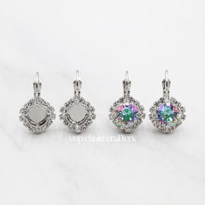 8mm (39ss) ·1088· | Crystal Halo Leverback Earrings | Empty Cup Chain Crafting Jewelry