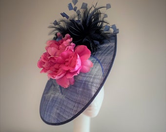 Navy and Pink Saucer Hat