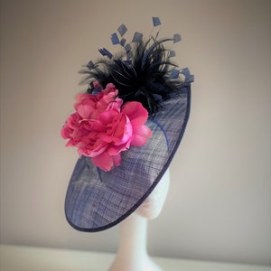 Navy and Pink Saucer Hat