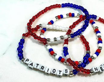 Patriots Bracelets | New England Bracelets | Seed Bead Bracelet Stack | Stack Bracelets | Friendship Bracelets | Custom