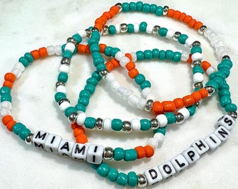 Miami Bracelets | Dolphins Bracelets | Seed Bead Bracelet Stack | Stack Bracelets | Friendship Bracelets | Custom