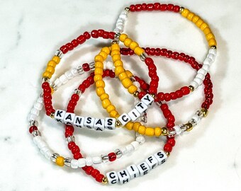 Kansas City Bracelets | Chiefs Bracelets | Seed Bead Bracelet Stack | Stack Bracelets | Friendship Bracelets | Custom