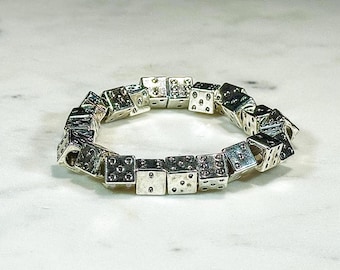 Silver Dice Bead Bracelet | Game Night Bracelet