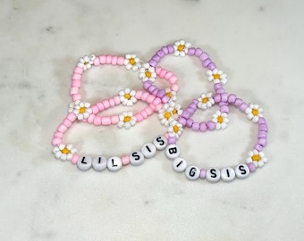 Big Sis, Little Sis Bracelets | Daisy Bracelets | Flower Bead Bracelets