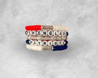 Patriots Bracelet Stack | New England Bracelet Stack | Custom | Heishi Bead Bracelets | Friendship Bracelet Stack