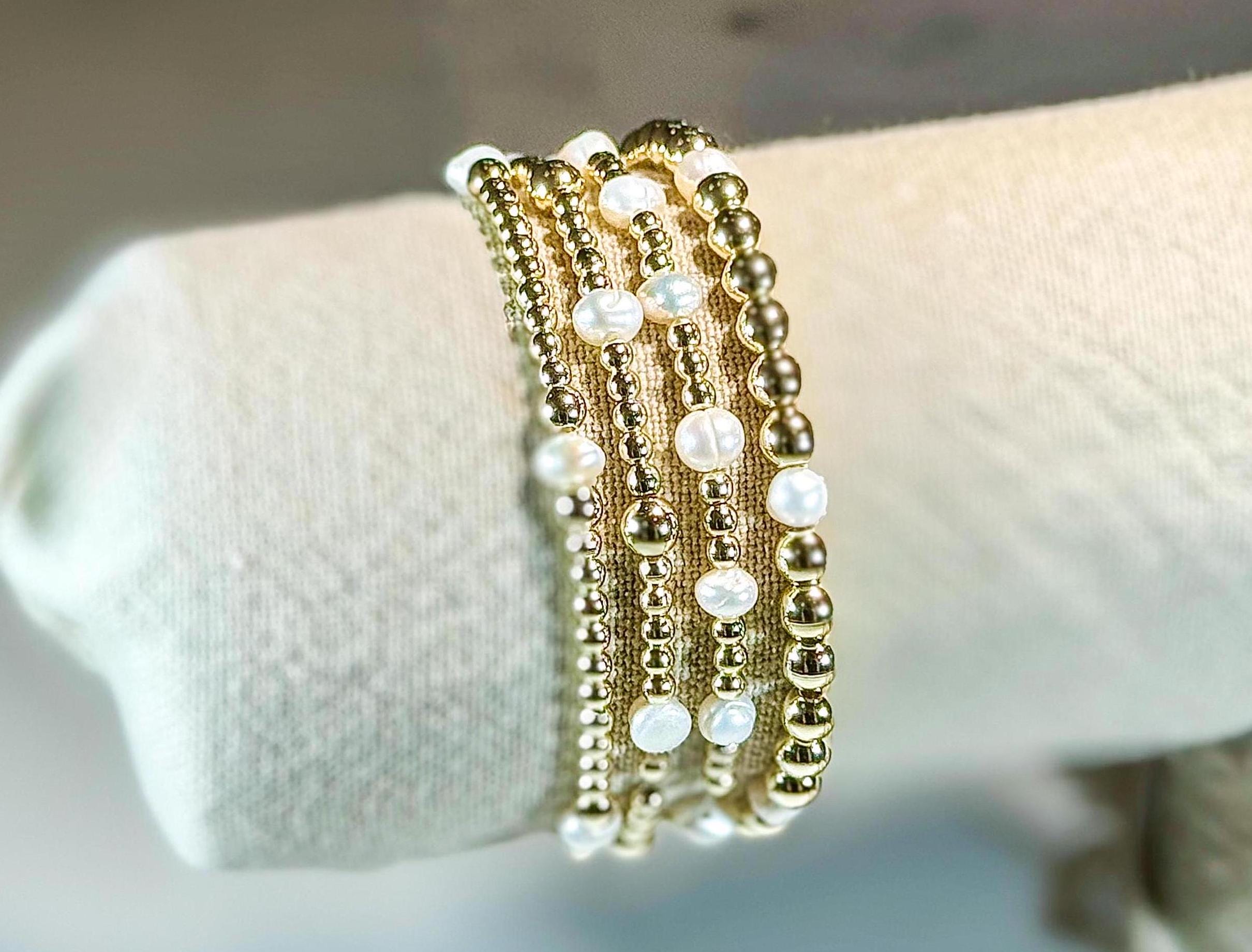 14k Gold-Filled Pearl Bracelet | Cultured Pearl Jewelry | Stackable Bracelet